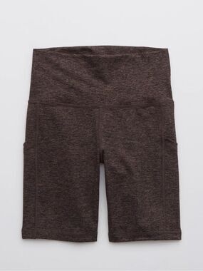 Offline by Aerie The Hugger High-Waist Athletic Bike Shorts Brown Heather pocket